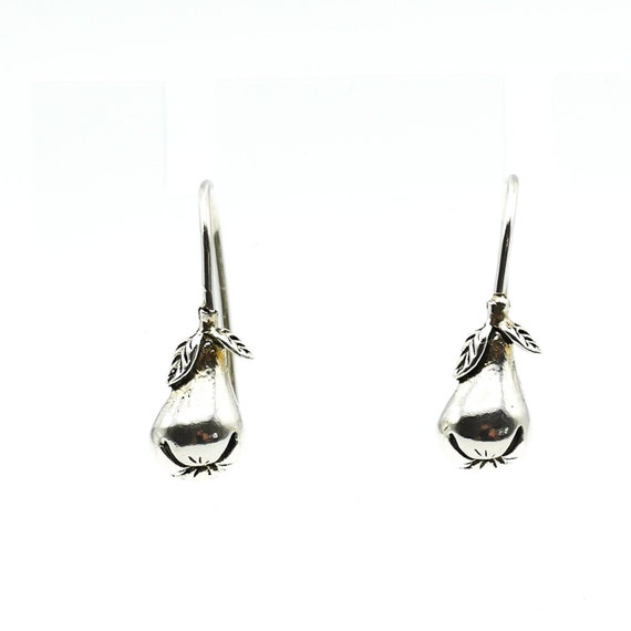 Vintage Sterling Silver Pear Dangle Earrings - image 1