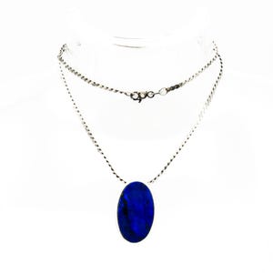 Vintage Lapis Lazuli Sterling Silver Necklace Size 16 Inches
