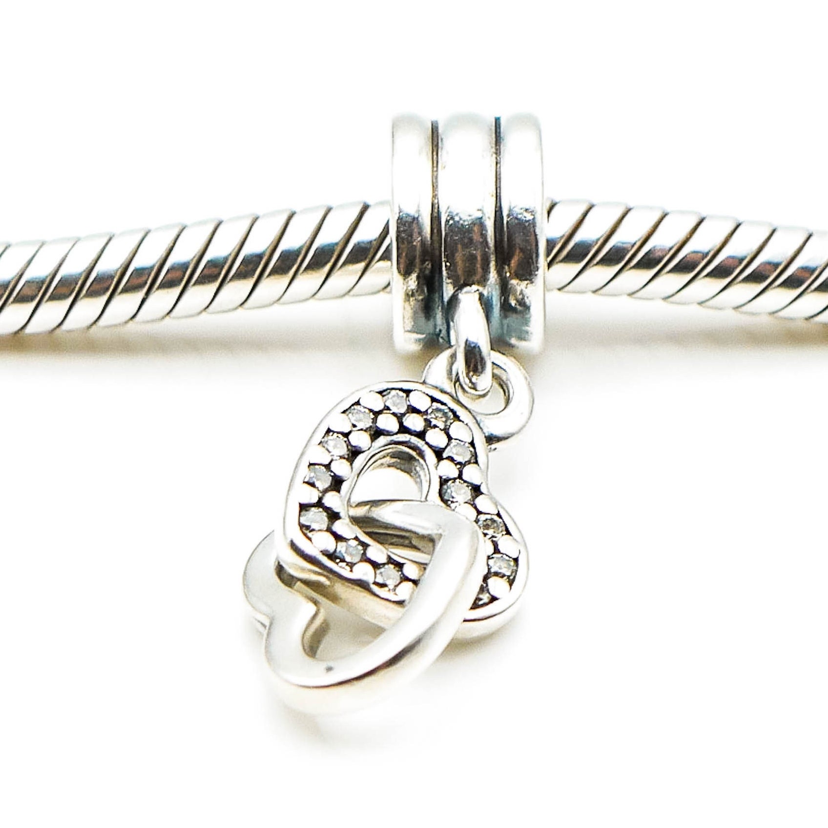 Interlocking heart charm pandora sale