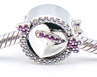 Pandora Shimmering Droplets Sterling Silver Charm With Pink Zirconia Etsy India