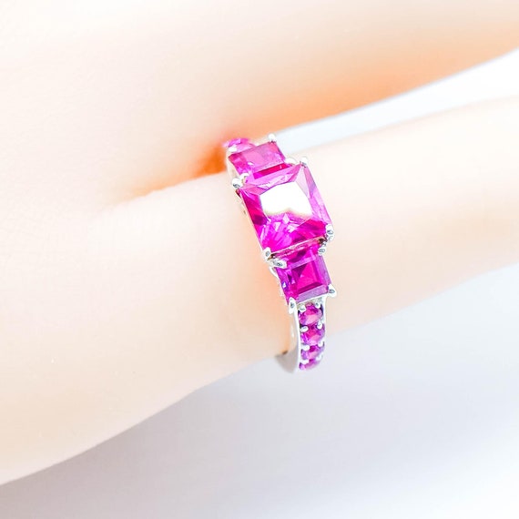 Sterling Silver Ruby and Pink Sapphire Ring Size 5 - image 3