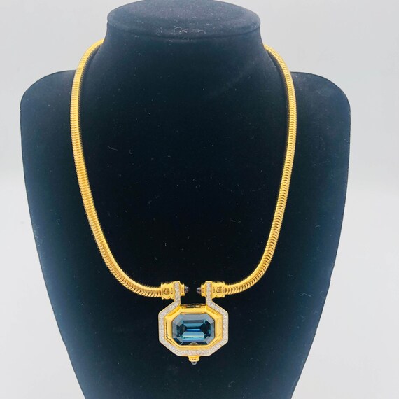 JOAN RIVERS Vintage Blue Stone Gold Tone Statement