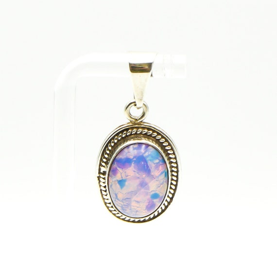 Sterling Silver Dichroic Glass Pendant Made in Me… - image 2