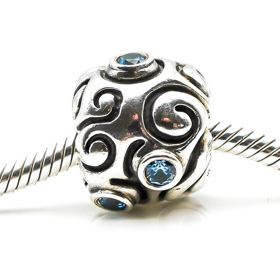PANDORA RARE Large Day Dream Sterling Silver Charm With Indigo