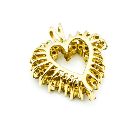 14K Yellow Gold Diamond Heart Pendant - image 2