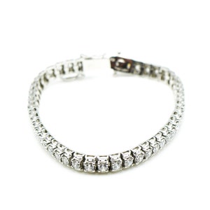 Vintage 7-inch sterling zilveren tennisarmband met heldere zirkonia