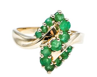 Vintage 10k Yellow Gold Natural Emerald Ring Size 7.5