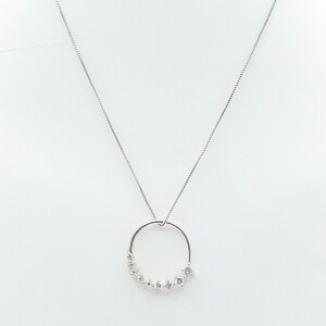 Sterling Silver Circle Pendant With Clear Cubic Zirconia
