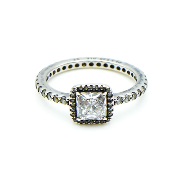 Buy Princess Cut CZ Halo Ring, 925 Silver, CZ Ring, Designer Pandora  Jewelry, Vintage Estate Jewelry, April Birthstone, Size 8.5, Item W1097  Online in India - Etsy