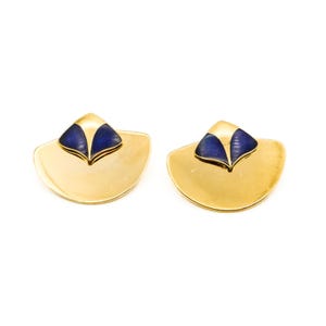 Vintage Rare Laurel Burch Gold Plated Cloisonné &quot;Isle of Skies&quot; Stud Earrings