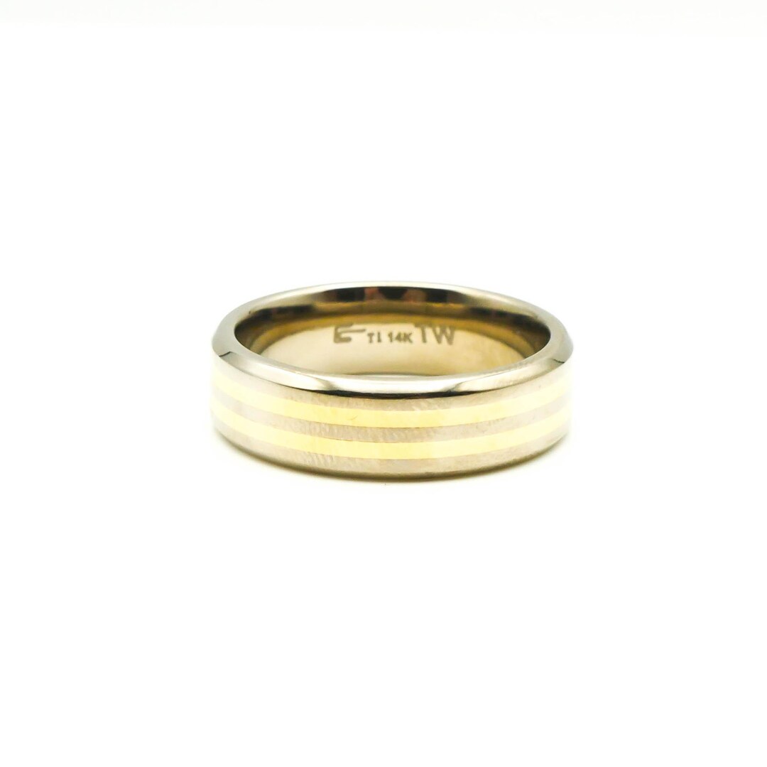 Men's Titanium and 14k Gold Satin Finish Wedding Band Ring Size 12 - Etsy
