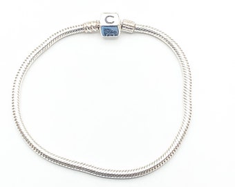 CHAMILIA Sterling Silver Snake Chain Bracelet With Chamilia Logo Snap Clasp