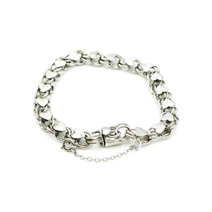 Vintage sterlingzilveren harten dubbele schakelarmband, maat 7,5 inch