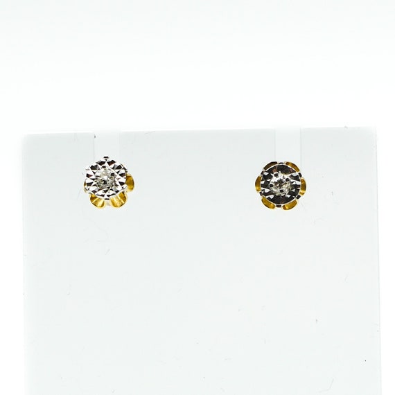 12k Yellow Gold Diamond Stud Earrings - image 4