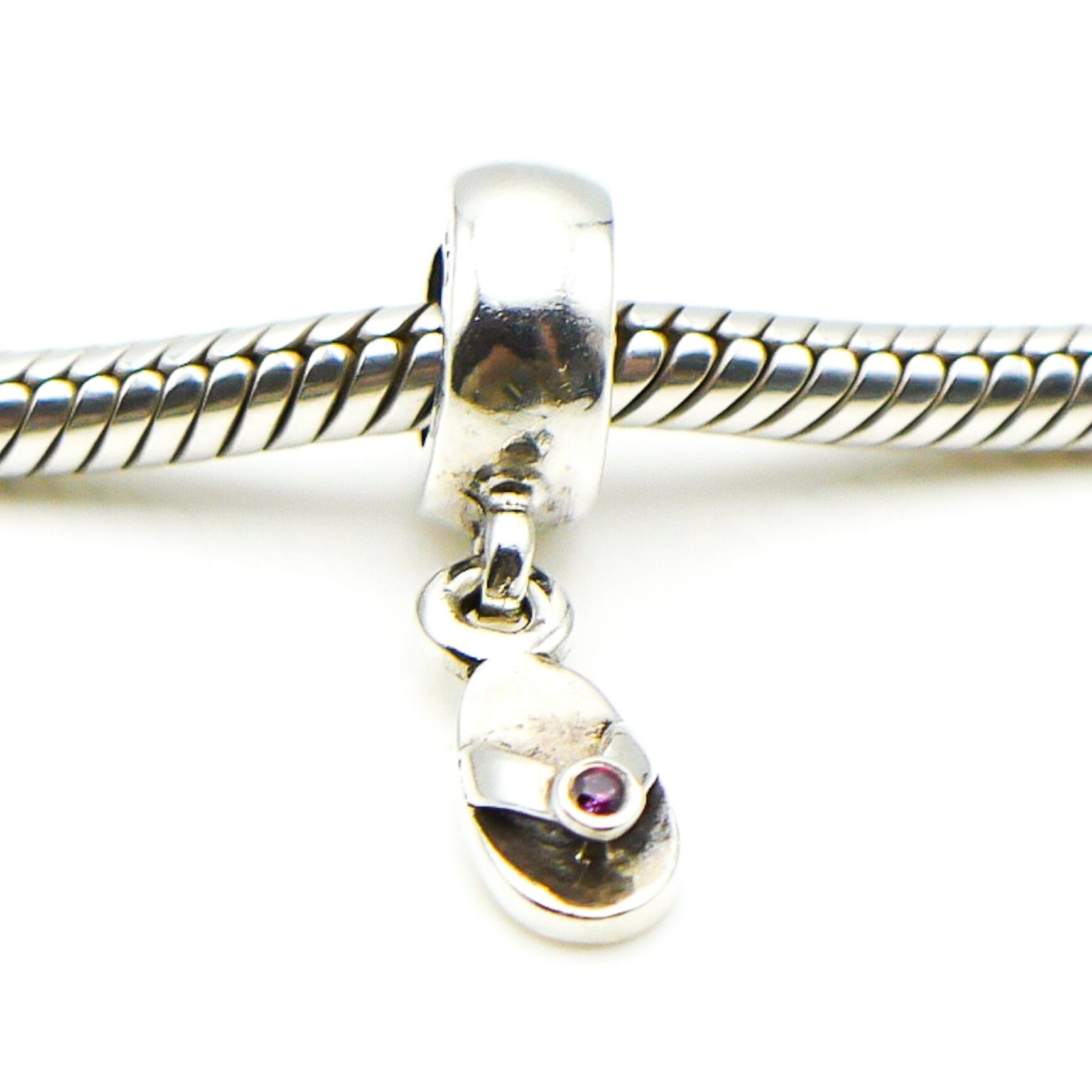 Pandora Flip Flop Sterling Silver Dangle Charm With Amethyst Zirconia