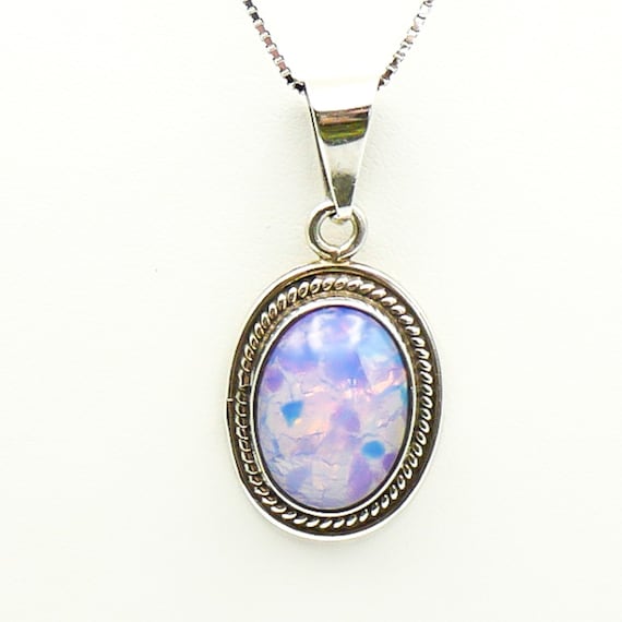 Sterling Silver Dichroic Glass Pendant Made in Me… - image 1