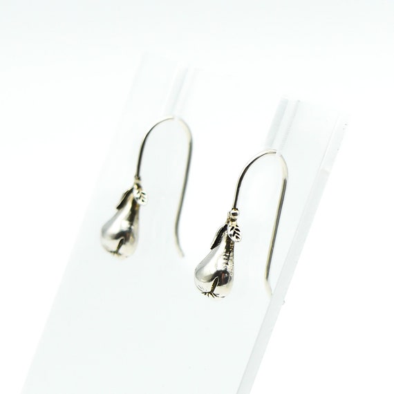 Vintage Sterling Silver Pear Dangle Earrings - image 3