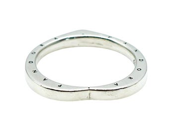 Pandora Signature Heart Ring Sterling Silver Size 6 Engraved Band Retired