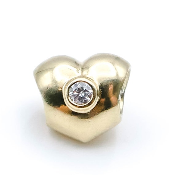 PANDORA RARE 14K Gold Heart Charm With Diamonds - Etsy Canada