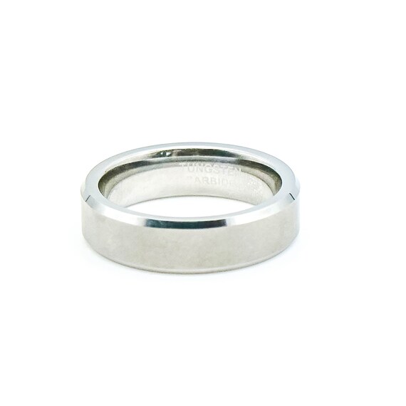 Tungsten Flat Polished Men's Wedding Band Ring Si… - image 4