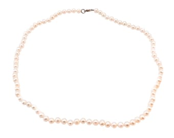 Collana vintage di perle bianche coltivate da 5,5 mm, da 18 pollici, con chiusura in argento sterling