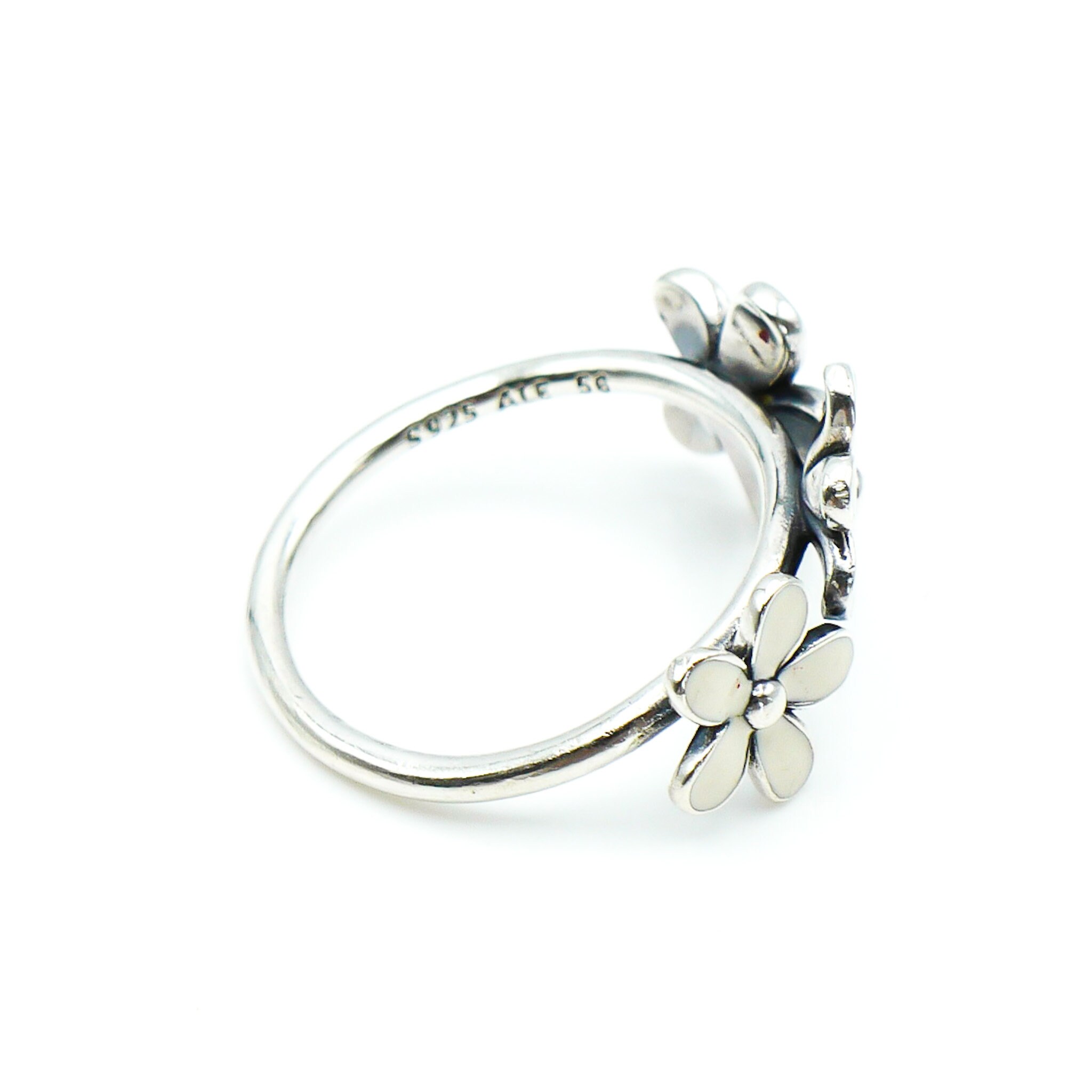 Pandora white enamel cheap daisy ring