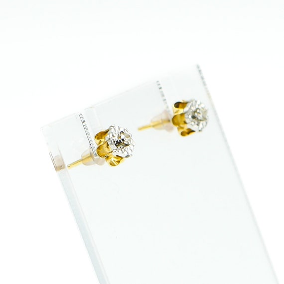 12k Yellow Gold Diamond Stud Earrings - image 1