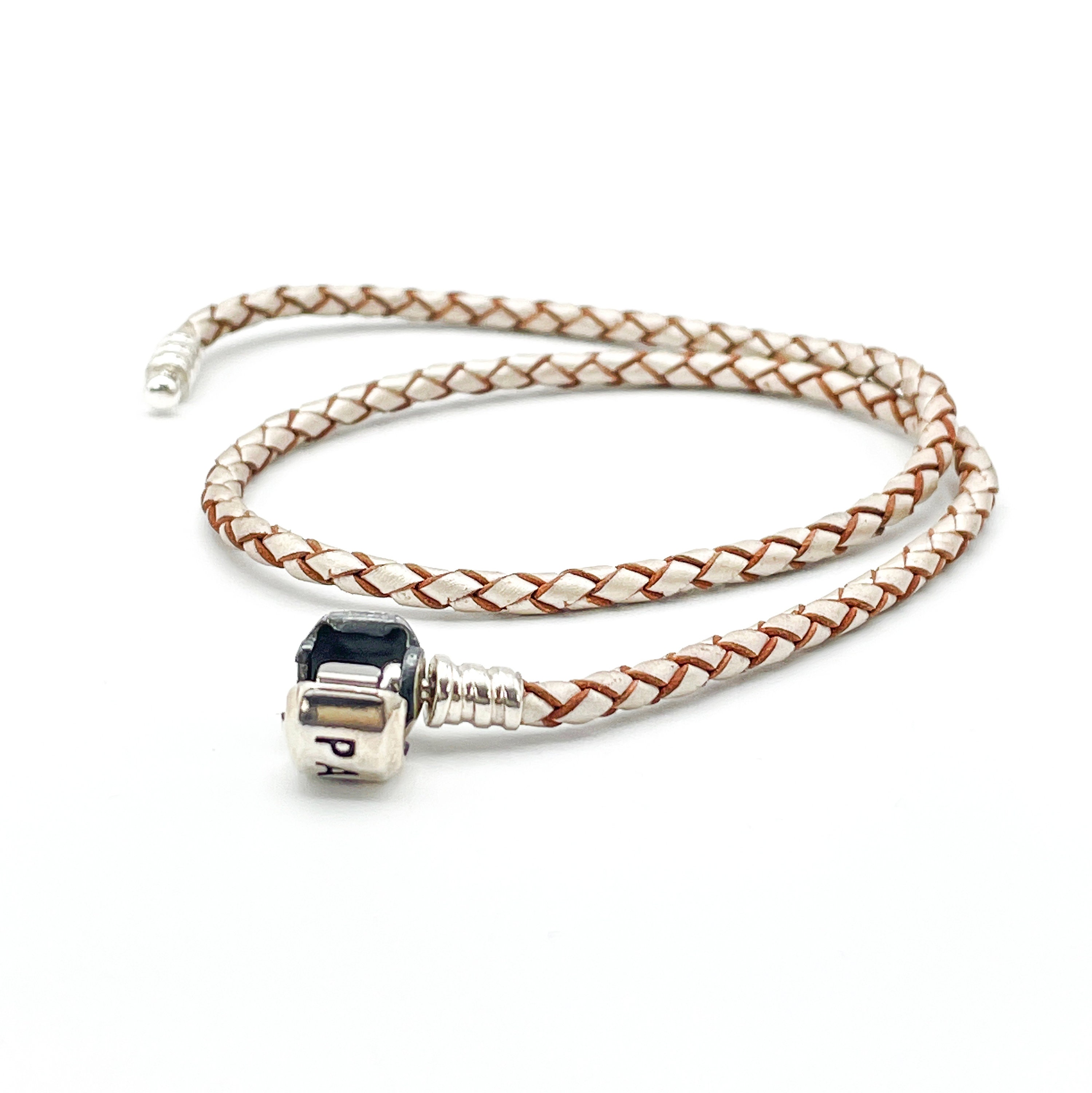 Pandora champagne leather bracelet deals