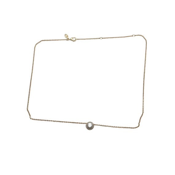 PANDORA Rose Adjustable Length Cable Chain 14K Rose Gold Plated Round  Sparkle Halo Necklace