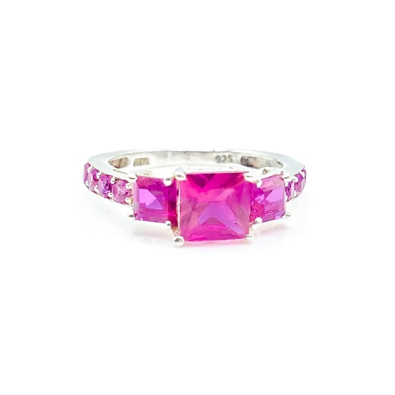 Sterling Silver Ruby and Pink Sapphire Ring Size 5 - image 1
