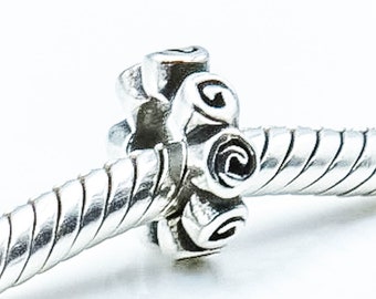 PANDORA Silver Small Roses Sterling Silver Spacer Charm