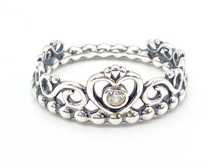 PANDORA Sterling Silver Princess Tiara Crown Ring - Etsy