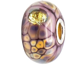 Trollbeads Purple Flower Mosaic Glass Bead Sterling Silver Core Charm