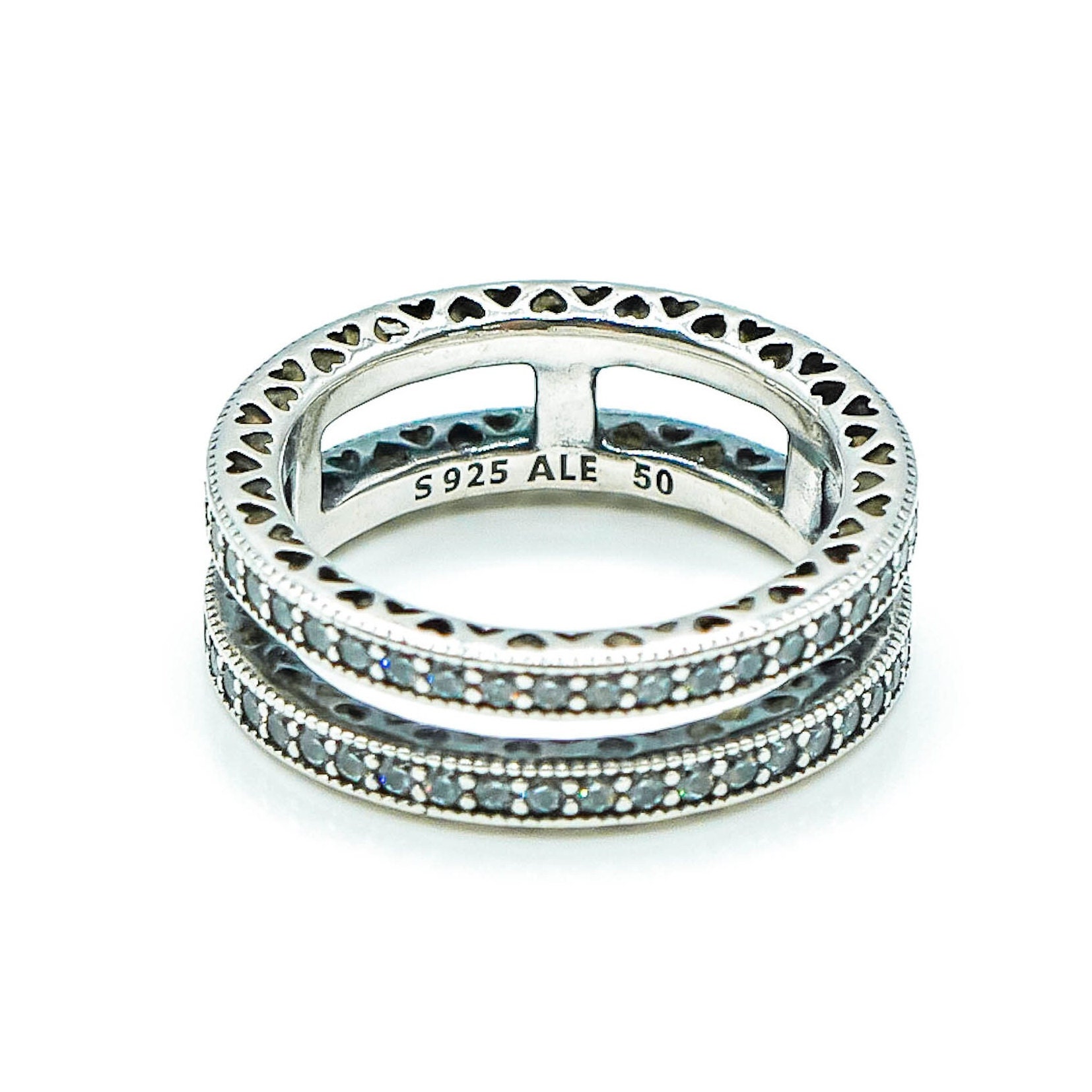 Buy PANDORA Size 5 50 Double Hearts of Pandora Sterling Silver Ring With Clear Zirconia Online in India Etsy