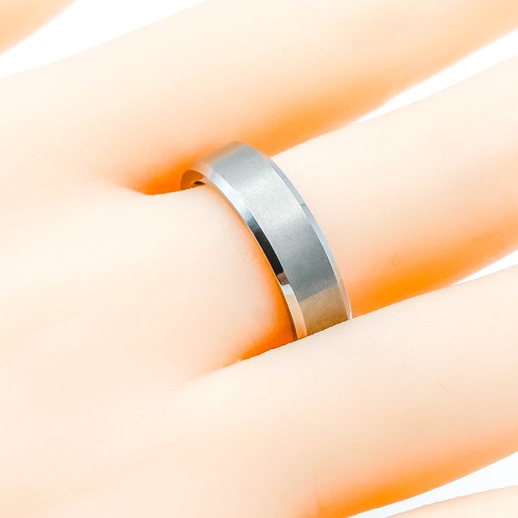 Tungsten Flat Polished Men's Wedding Band Ring Si… - image 3