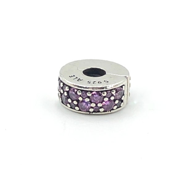 PANDORA Pink Shining Elegance Sterling Silver Bangle Clip Charm