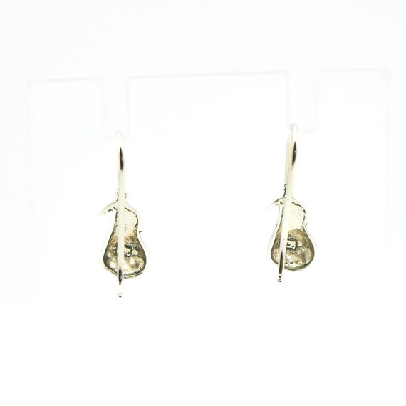 Vintage Sterling Silver Pear Dangle Earrings - image 4