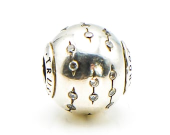 Pandora Essence Charm　黒 Retired Pandora ESSENCE Compassion Charm with Clear Zirconia