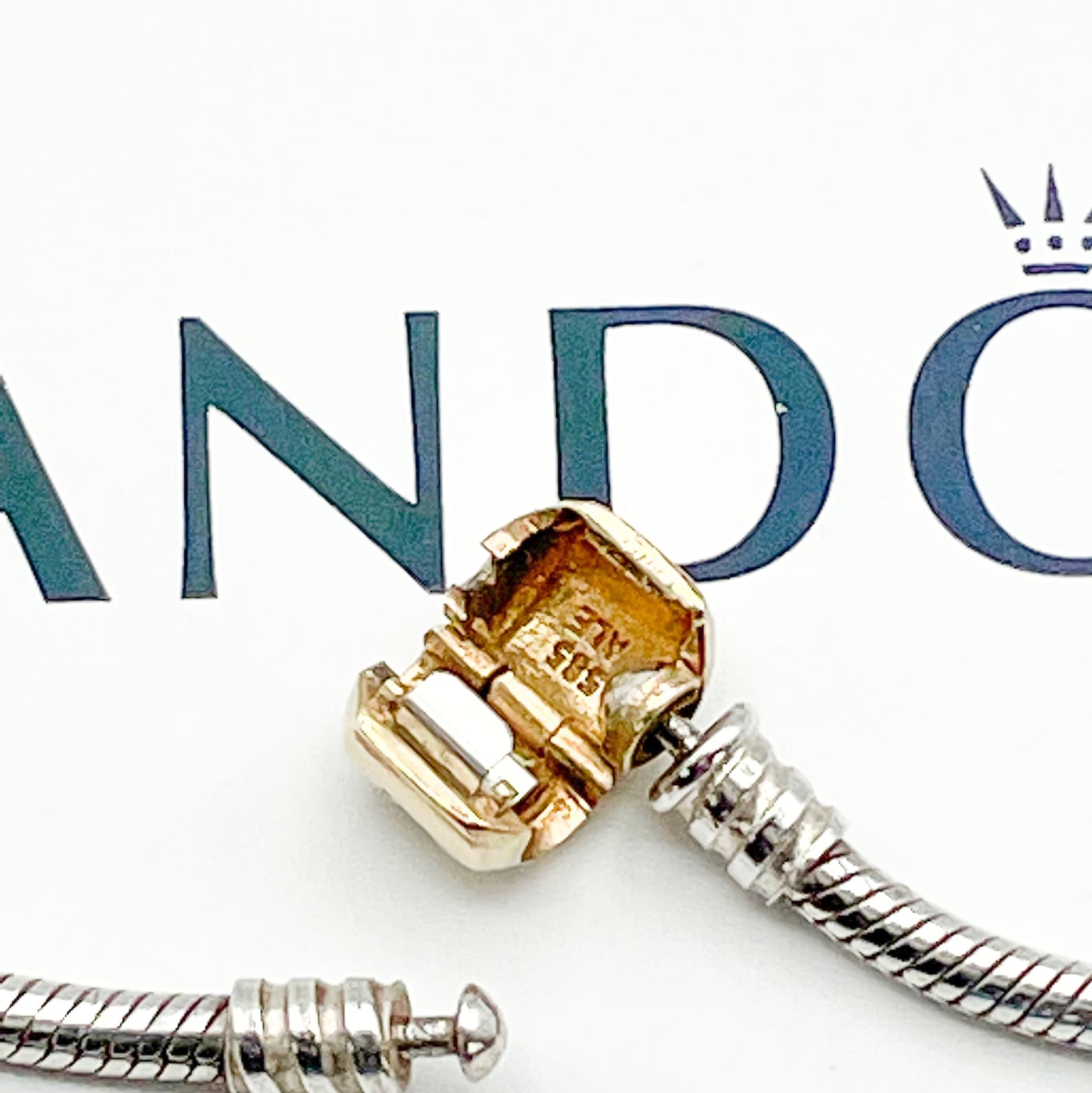 PANDORA Sterling Silver Snake Chain Necklace With 14K Gold Etsy