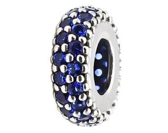 PANDORA Inspiration Within Sterling Silver Spacer With Blue Crystal