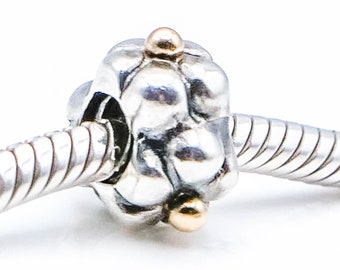 PANDORA Gold Tipped Flower Sterling Silver Charm With 14K Gold Tips