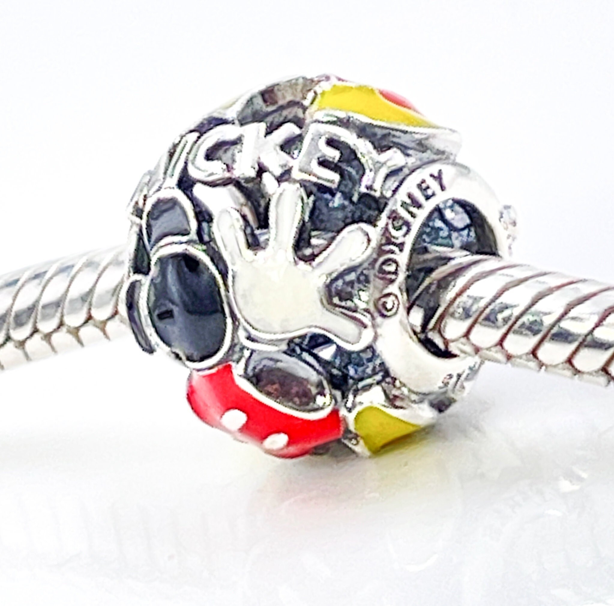 PANDORA Disney Parks Exclusive Mickey Mania Sterling Silver Charm With Red and Black Enamel