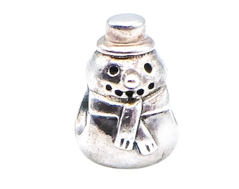 Pandora Retired Snowman Christmas Sterling Silver Charm Bead Winter Holiday