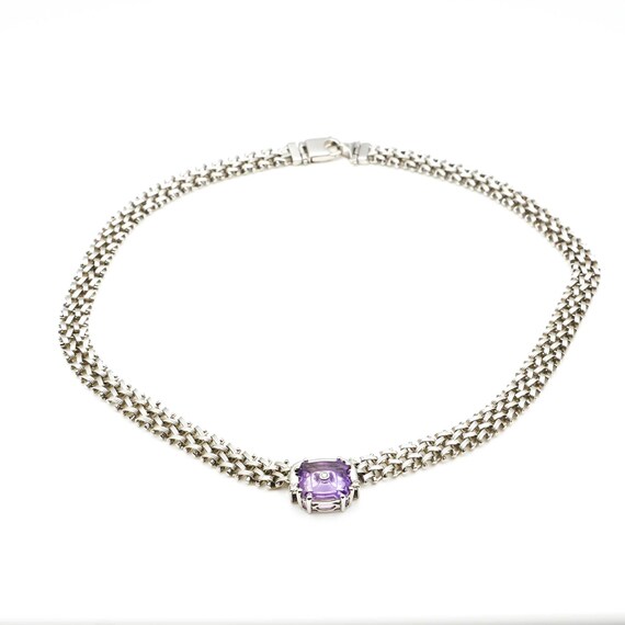 Lehrer Designs Amethyst Torusring Sterling Silver Choker Necklace With Diamonds