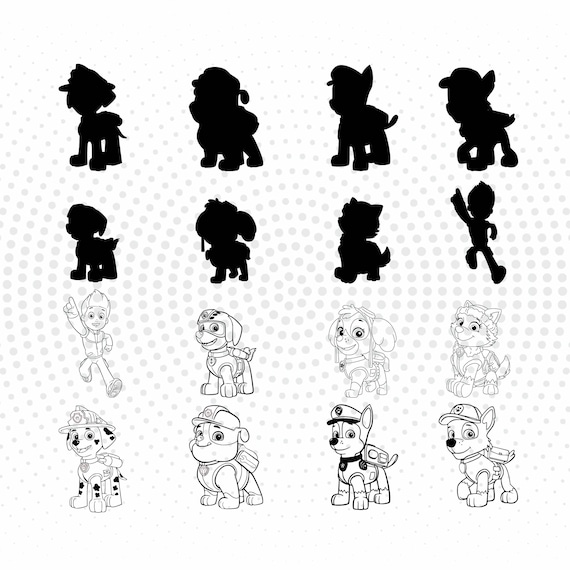 Download Paw Patrol Silhouette Svg Png Dxf For Cut Files Cricut Etsy
