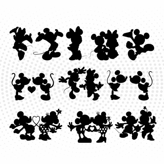 Mickey and Minnie Silhouette SVG PNG DXF for Cut files | Etsy
