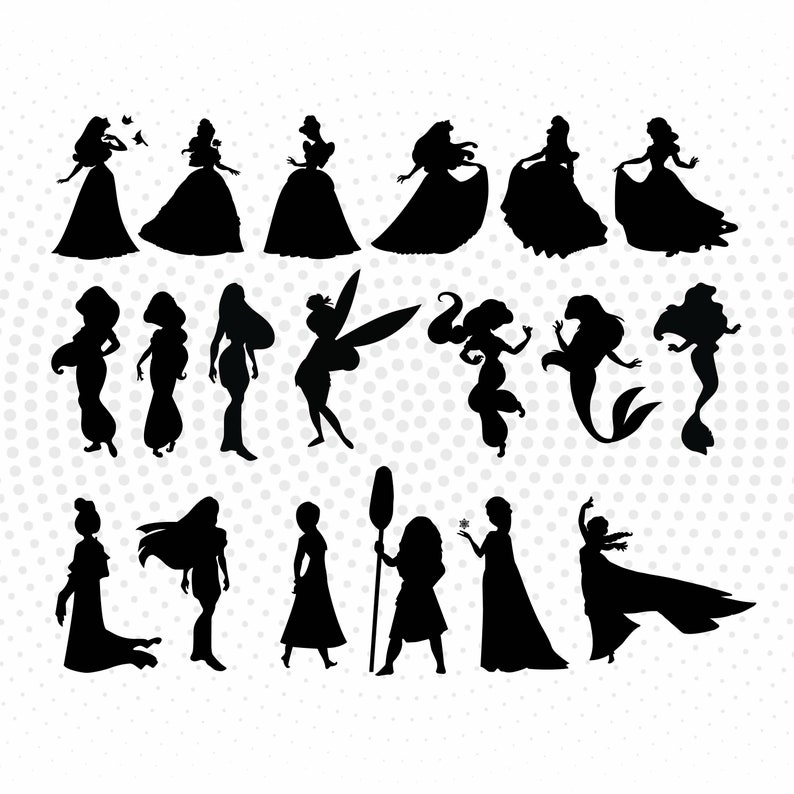 Disney Princess Silhouette SVG PNG DXF for Cut files | Etsy