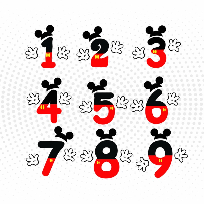 Mickey Numbers SVG PNG DXF for Cut files Cricut | Etsy
