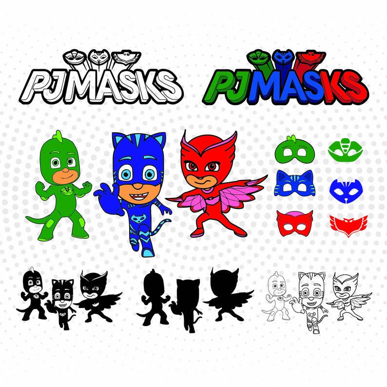 Download Pj Mask SVG PNG DXF for Cut files Cricut Silhouettes | Etsy