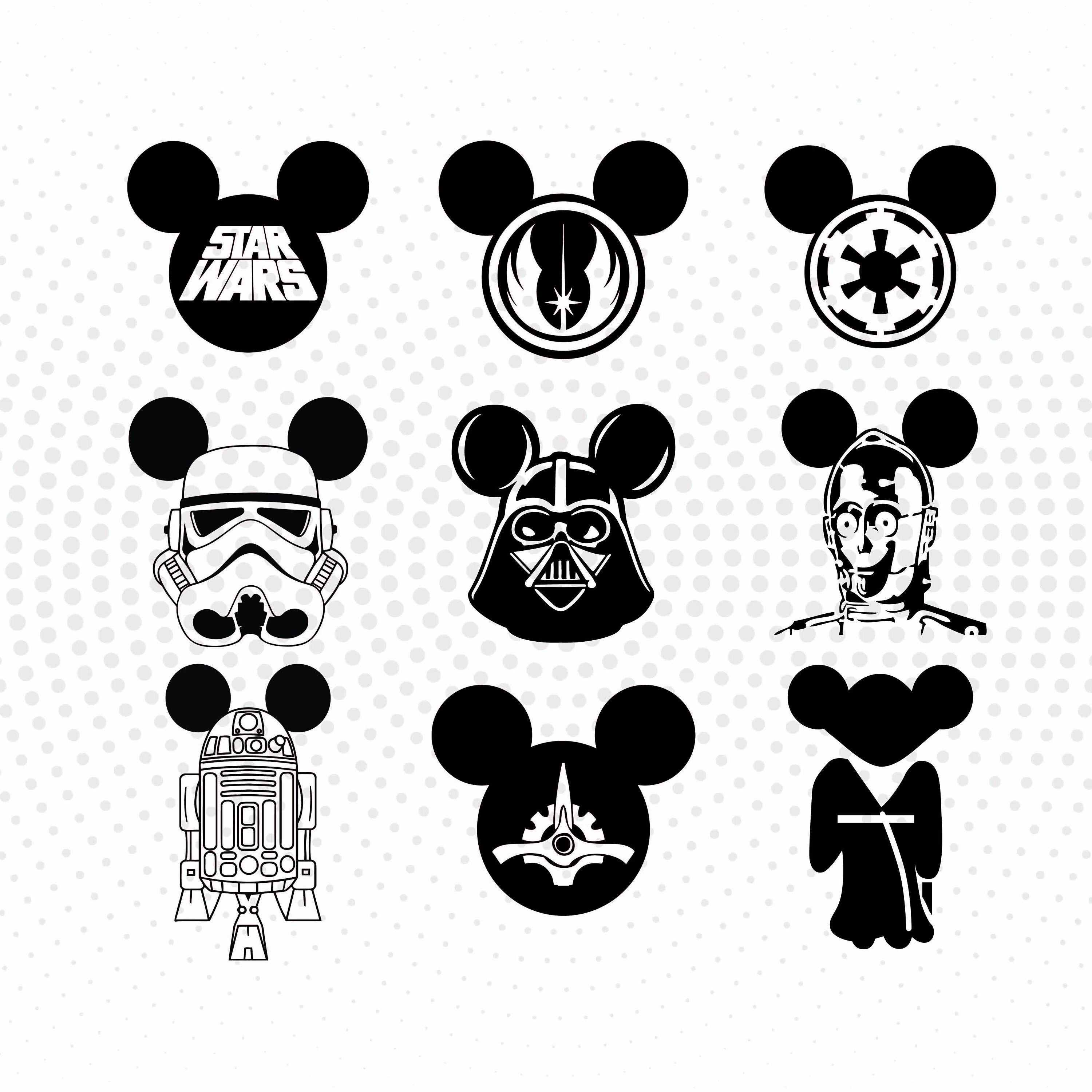 Mickey Star War SVG PNG DXF for Cut files Cricut Etsy